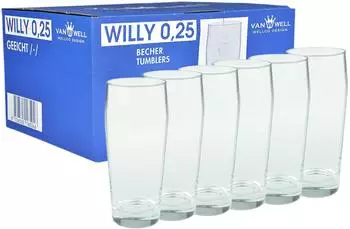 Van Well 6er Set Bierglas Willibecher 0,25l geeicht Biergläser