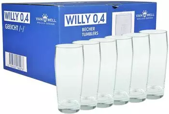 Van Well 6er Set Bierglas Willibecher 0,4l geeicht Glas Biergläser