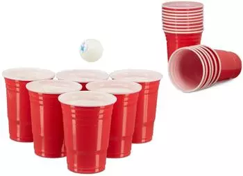 Relaxdays Beer Pong Becher, rot, Kunststoff, 100er-Set