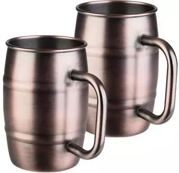 APS Bierkrug-Set 2-tlg., Edelstahl, 0,5L, kupfer antik (93364S-BM)