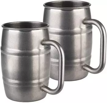 APS Bierkrug-Set 2-tlg. Edelstahl Antikoptik 0,5L (93365S-BM)
