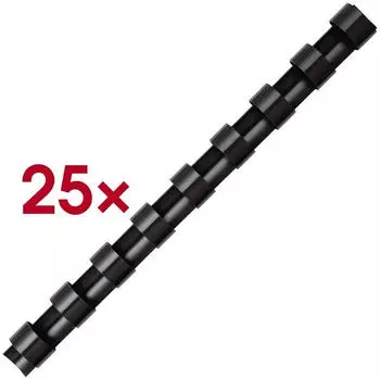 Fellowes Plastikbinder&uuml;cken A4, 21 Ringe, 6mm, schwarz, 25 St&uuml;ck (5330302)