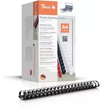 Peach PB444-02 Binderücken Plastikbindung DIN A4 44mm 440 Seiten 50 Stück Schwarz (PB444-02)