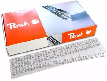 Peach Drahtbinderücken 10mm 34 Ringe Silber, 100 Stück (PW095-01)