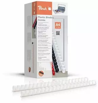 Peach Plastikbinderücken 16mm A4 weiß, 100 Stück (PB416-01)