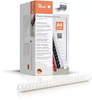 Peach PB444-01 Binderücken Plastikbindung 44mm, weiß, 50er-Pack (PB444-01)