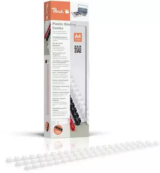 Peach Plastikbinderücken A4 6mm weiß, 100 Stück (PB406-01)
