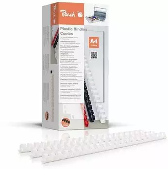Peach Plastikbinder&uuml;cken A4, wei&szlig;, &Oslash; 14mm, 100 St&uuml;ck (PB414-01)