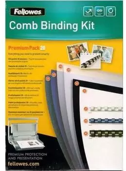 Fellowes Plastikbindung Premium-Kit, Binderücken & Deckblätter, 20 Bindungen (5371801)
