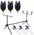 X2 Eurocatch Rod Pod Set mit 3 Bissanzeigern & 3 Swingern, schwarz, blaue LEDs (SET3244)