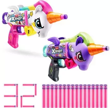 X-Shot Blastercorn 2er-Pack, weiß & lila, 32 Air Pocket Darts (36896)