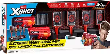 ZURU XSHOT Interaktive Zielscheibe & Fury 4 Dartblaster, 2er-Pack (36840)
