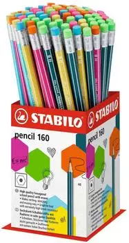 STABILO Pencil 160 HB Bleistift mit Radierer, 72er-Display (2160/72-1HB)