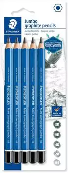 Staedtler Mars Lumograph Jumbo Zeichenbleistift 5er-Set (100J-S-BK5)