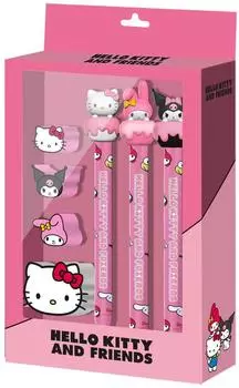 Karactermania Hello Kitty Mix-Set 3 Ewige Bleistifte, 3 Radiergummis & Anspitzer, rosa (08579)