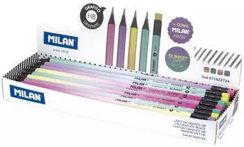 MILAN Sunset Serie runde HB-Bleistifte mit Radiergummi, 24 Stk. (071622724)