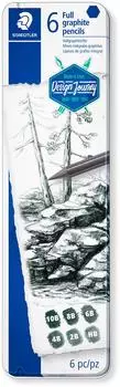 Staedtler Mars Lumograph Vollgraphitstifte 6er-Set, 6 Härtegrade (100G M6)