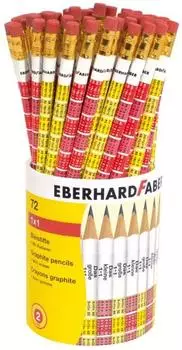 Eberhard Faber Bleistift 1x1 rund mit Radiergummi, farbig sortiert, 72er-Pack (511872)