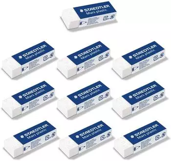 Staedtler Mars plastic Radierer weiß, phthalat- und latexfrei, 10er-Set (526 50X)