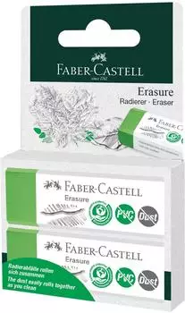 Faber-Castell Erasure Radiergummi PVC-frei, staubfrei, gr&uuml;n, 2er-Pack (187251)