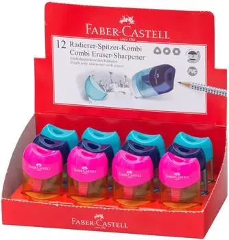 Faber-Castell Radierer-Spitzer-Kombi Mini, sortiert (183604)