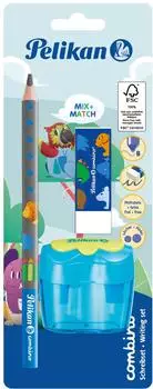 Pelikan combino Set Schreiblernbleistift, Radiergummi und Anspitzer, blau (821605)