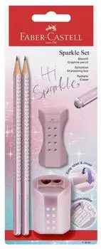 Faber-Castell Grip Sparkle Bleistift-Set B, rose metallic (118298)