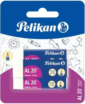 Pelikan AL20 Radierer Kunststoff wei&szlig;, 3er-Pack (620112)