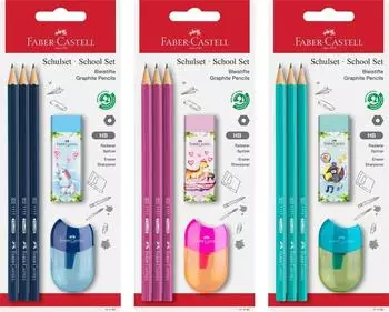 Faber-Castell 5-teiliges Set mit Bleistiften, Spitzer und Radiergummi (111181)