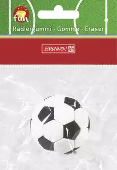 Brunnen Radiergummi Fu&szlig;ball, f&uuml;r Bleistifte, wei&szlig;/schwarz, aus Kunststoff