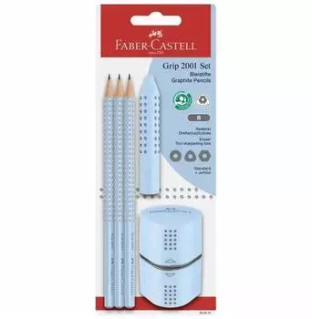 Faber-Castell GRIP 2001 Bleistift-Set B sky blue, 5-tlg. (580074)