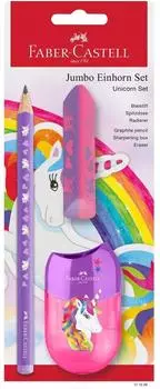 Faber-Castell Jumbo Einhorn Schreibset mit Bleistift, Spitzdose & Radierer (111528)