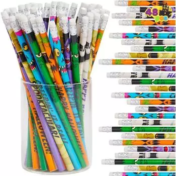 JOYIN Halloween-Bleistifte mit Radiergummis, 48 St&uuml;ck, 6 Designs