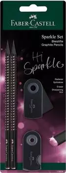 Faber-Castell Sparkle Midnight Rose Bleistift-Set B/HB, schwarz/rose (118296)