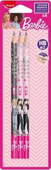 Maped Barbie Bleistift HB mit Radierer, 6er-Set (850801)