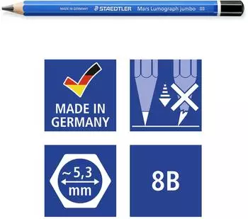 Staedtler Mars Lumograph Jumbo Bleistift, H&auml;rtegrad 8B (100J-8B)