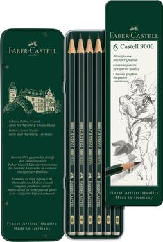 Faber-Castell Castell 9000 Bleistift, 6er Metalletui (119063)