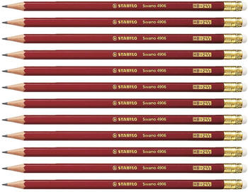 STABILO Bleistift mit Radiergummi Swano rot 12er Pack HB (4906)