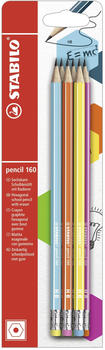 STABILO Bleistift mit Radierer pencil 160 2x petrol, gelb, orange, blau, pink HB 6er Pack (B-50502-10)