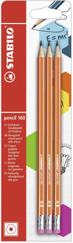 STABILO Bleistift mit Radierer pencil 160 orange HB 3er Pack (B-50739-10)
