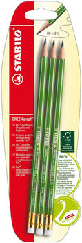STABILO Umweltfreundlicher Bleistift mit Radiergummi GREENgraph HB 3er Pack (B-36606-10)