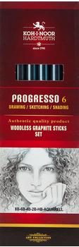 Koh-I-Noor Hardtmuth Graphite-Set 8915 Progresso 6 Graphit-Vollminenstifte + Aquarellstift 6-teilig (8915-1)