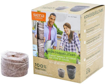 Siena Garden Kokos-Quelltabs mit Netz Ø5cm 12 Stk. braun