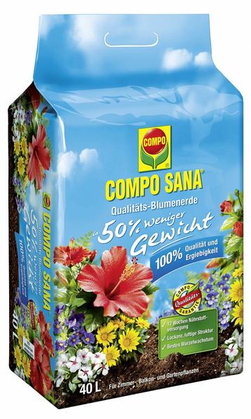 COMPO Sana Qualitäts-Blumenerde (50% weniger Gewicht) 40 Liter