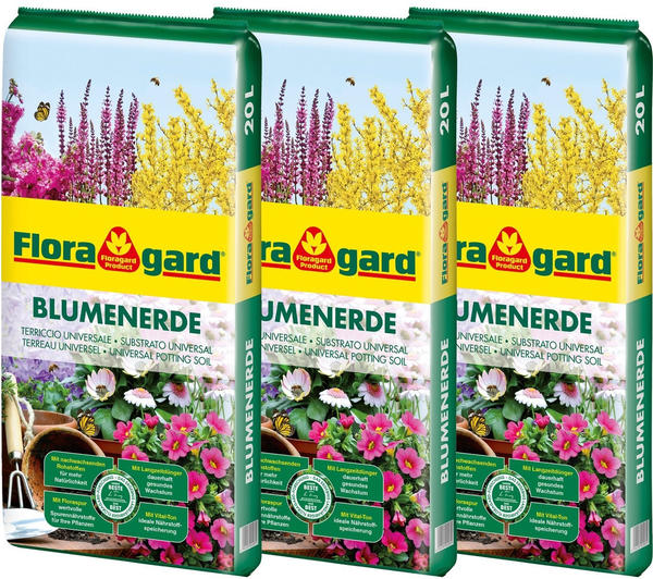 Floragard Blumenerde 60 Liter (3 x 20 Liter)