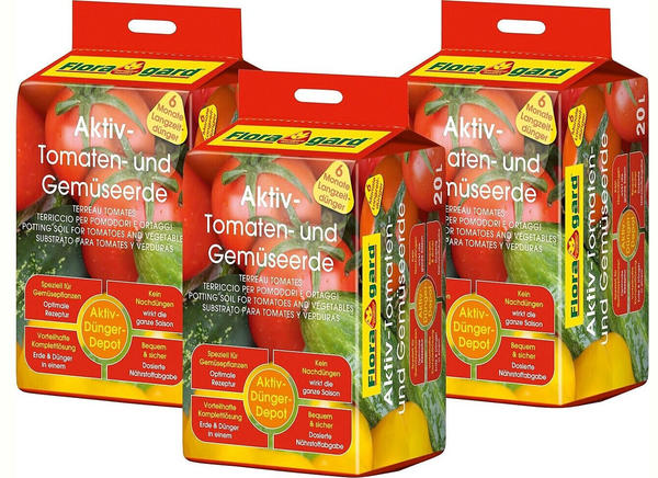 Floragard Aktiv Tomaten- und Gemüseerde 60 Liter (3x20L)