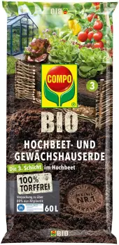 COMPO BIO Hochbeet- und Gew&auml;chshauserde torffrei 60 Liter (2402704004)