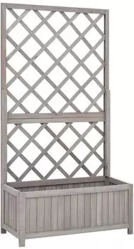 vidaXL Planter with Trellis Fir Wood (70x30x135) grey