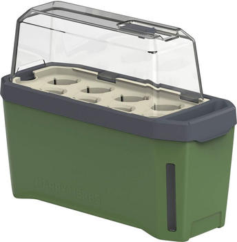 Gusta Garden Anzuchttopf Harry Herbs 4 in 1 Kräutertopf mit Wasserreservoir & Anzuchthaube dunkelgrün