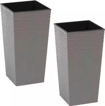 Siena Garden Pflanzkübel (2 Stück) Rillenoptik eckig grau
